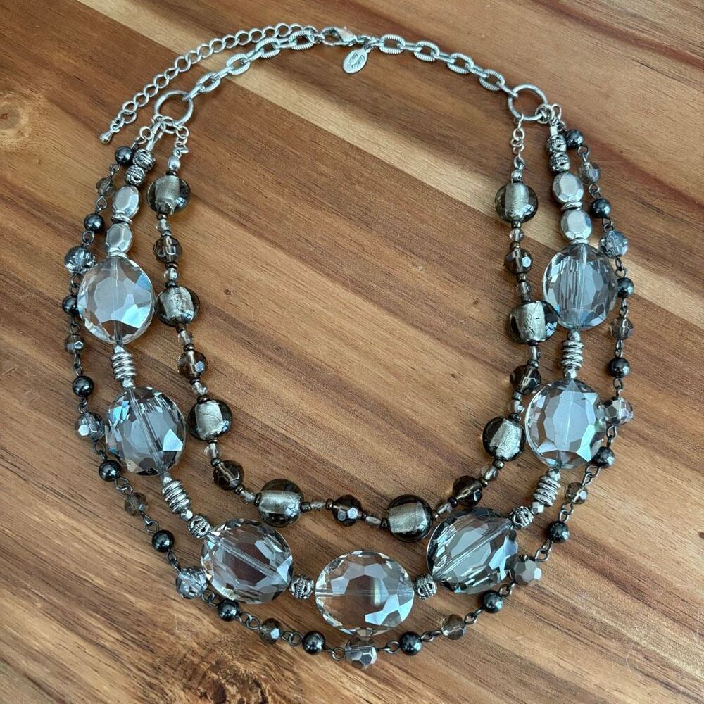 Cookie Lee | Smoky Crystal Layer Necklace | 20” Adjustable